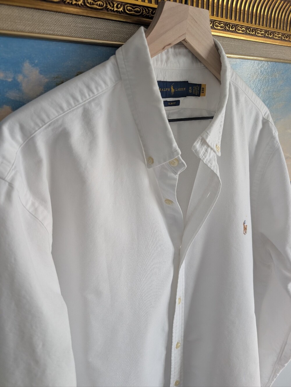 Ralph Lauren White Button-Down Oxford Shirt with Embroidered Pony Logo